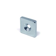Ímã Neodímio 20x20x4 mm N35 com Furo Escareado M4