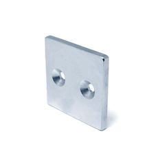Ímã Neodímio 40x40x4 mm N35 com Furo Escareado M4