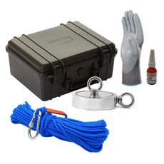 Maleta Pesca Magnética 136 mm 2 Olhais Corda Azul Força Aproximada 850kg 5 Peças