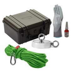 Maleta Pesca Magnética 136 mm 2 Olhais Corda Verde Força Aproximada 850kg 5 Peças