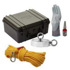 Maleta Pesca Magnética 136 mm 2 Olhais Corda Amarela Força Aproximada 850kg 5 Peças