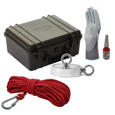 Maleta Pesca Magnética 136 mm 2 Olhais Corda Vermelha Força Aproximada 850kg 5 Peças