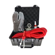 Maleta Pesca Magnética 136 mm 2 Olhais Corda Vermelha Força Aproximada 850kg 5 Peças