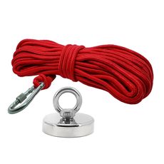Kit Pesca Magnética com Fixador 75 mm Força Aproximada 200kg e Corda 20m Vermelha