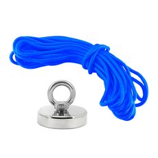 Kit Pesca Magnética com Fixador 75 mm Força Aproximada 200kg e Corda 10m Azul