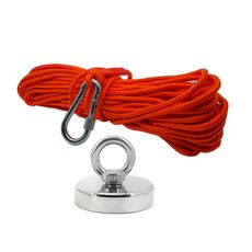 Kit Pesca Magnética com Fixador 75 mm Força Aproximada 200kg e Corda 20m Laranja