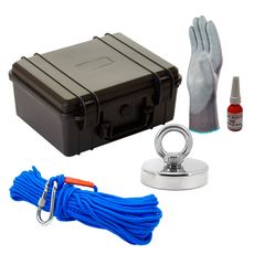 Maleta Pesca Magnética 75 mm Corda Azul Força Aproximada 200kg 5 Peças