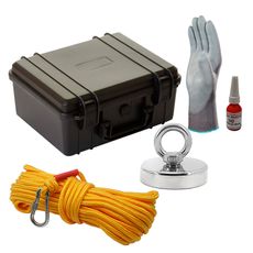 Maleta Pesca Magnética 75 mm Corda Amarela Força Aproximada 200kg 5 Peças