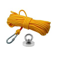 Kit Pesca Magnética com Fixador 48 mm Força Aproximada 65kg e Corda 20m Amarela