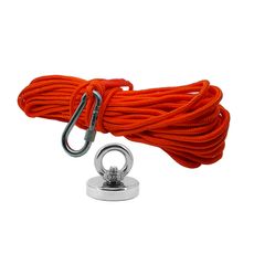 Kit Pesca Magnética com Fixador 48 mm Força Aproximada 65kg e Corda 20m Laranja