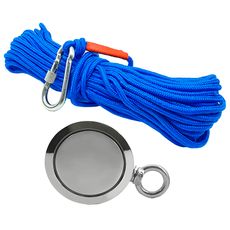 Kit Pesca Magnética com Fixador 94 mm Olhal Lateral Força Aproximada 500kg e Corda 20m Azul