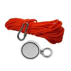 Kit Pesca Magnética com Fixador 67 mm Olhal Lateral Força Aproximada 230kg e Corda 20m Laranja
