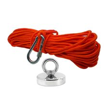 Kit Pesca Magnética com Fixador 60 mm Força Aproximada 120kg e Corda 20m Laranja