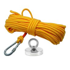 Kit Pesca Magnética com Fixador 60 mm Força Aproximada 120kg e Corda 20m Amarela