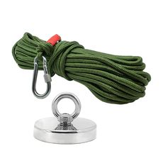 Kit Pesca Magnética com Fixador 90 mm Força Aproximada 340kg e Corda 20m Verde