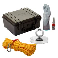 Maleta Pesca Magnética 90 mm Corda Amarela Força Aproximada 340kg 5 Peças