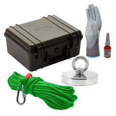 Maleta Pesca Magnética 90 mm Corda Verde Força Aproximada 340kg 5 Peças