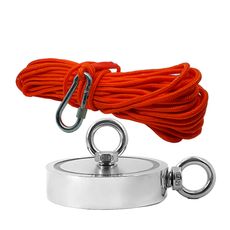 Kit Pesca Magnética com Fixador 136 mm 2 Olhais Força Aproximada 850kg e Corda 20m Laranja