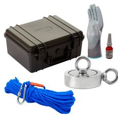 Maleta Pesca Magnética 90 mm 2 Olhais Corda Azul Força Aproximada 400kg 5 Peças