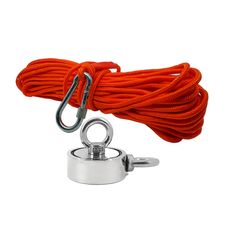 Kit Pesca Magnética com Fixador 60 mm 2 Olhais Força Aproximada 200kg e Corda 20m Laranja