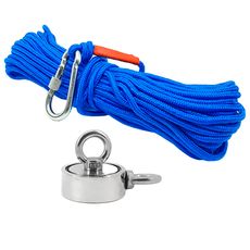 Kit Pesca Magnética com Fixador 60 mm 2 Olhais Força Aproximada 200kg e Corda 20m Azul