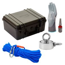 Maleta Pesca Magnética 60mm 2 Olhais Corda Azul Força Aproximada 200kg 5 Peças