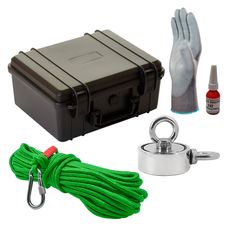 Maleta Pesca Magnética 60mm 2 Olhais Corda Verde Força Aproximada 200kg 5 Peças