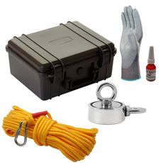 Maleta Pesca Magnética 60mm 2 Olhais Corda Amarela Força Aproximada 200kg 5 Peças