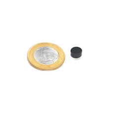 Ímã Neodímio Ø 8x4 mm N35 Epoxi Preto